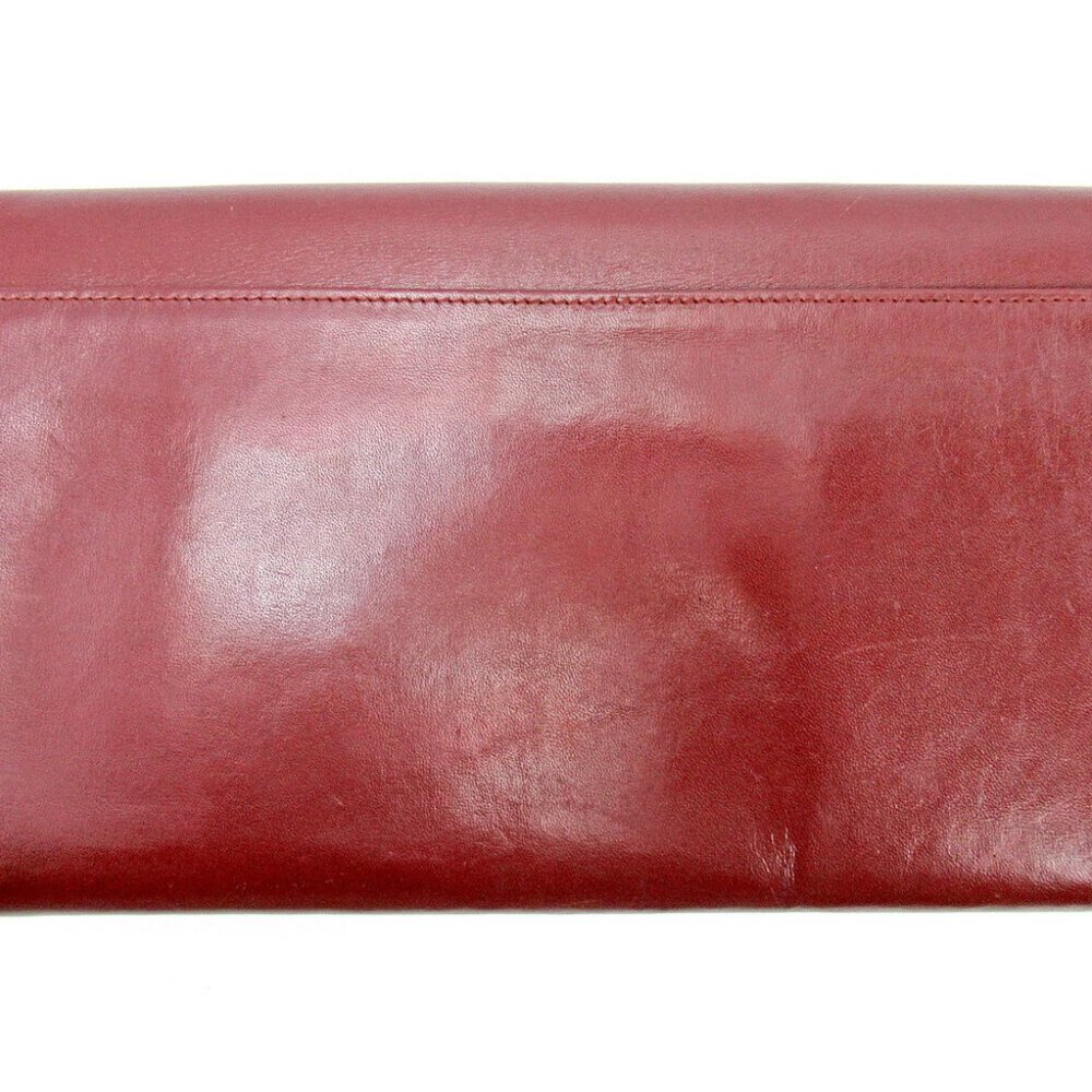 Cartier Clutch Bag Mastline Bordeaux Leather Authentic USED